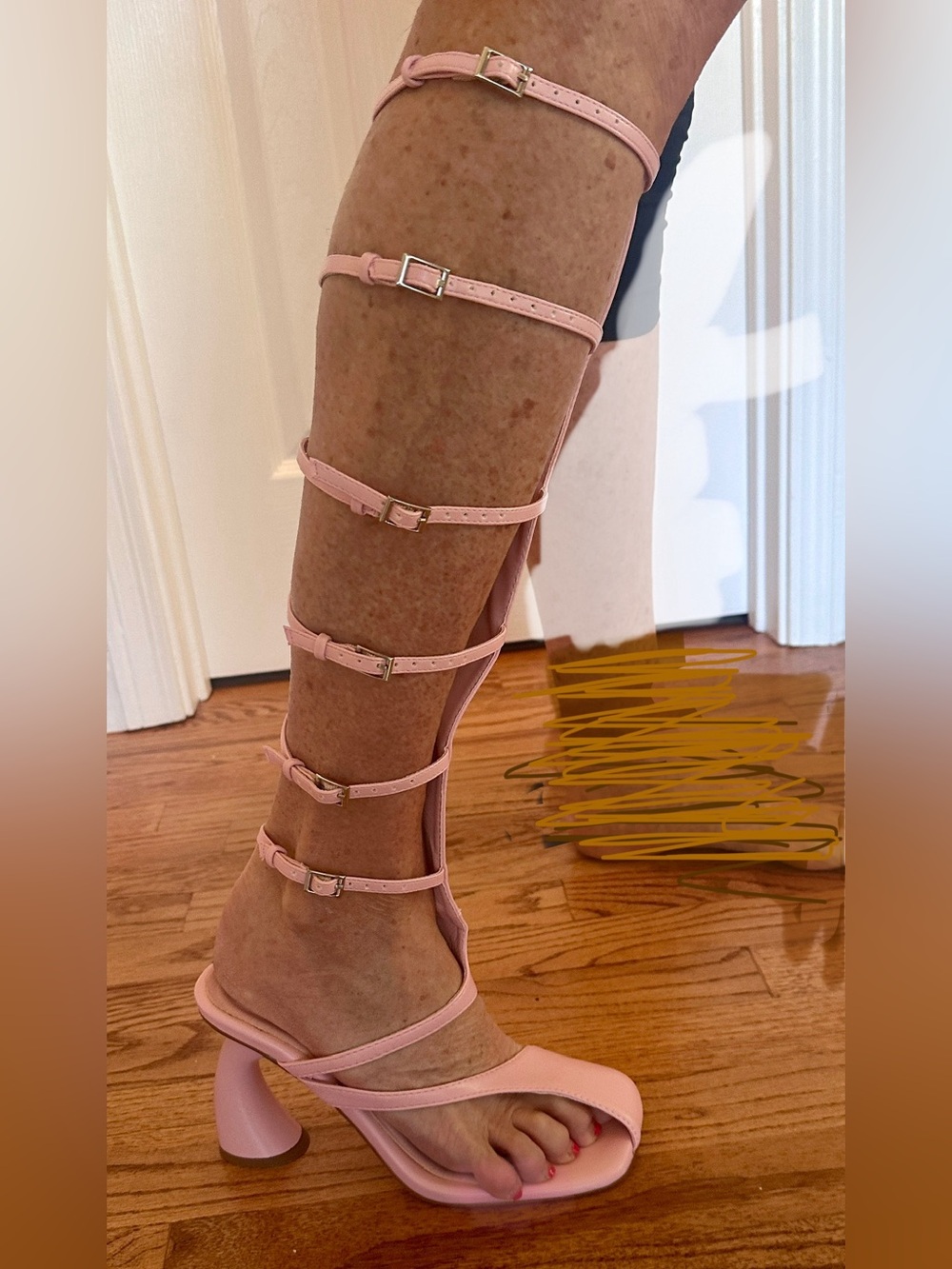 Strappy Pink Azalea Wang Gladiator Heeled Sandals
